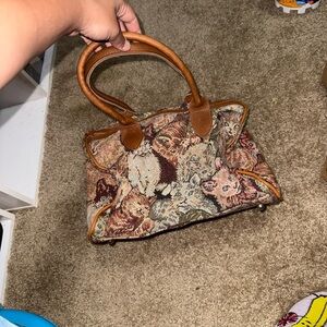 Elegant Animal Print Tapestry Shoulder Bag